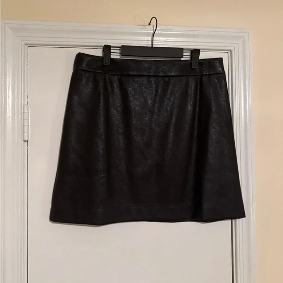 J. Crew Black A-Line Faux-Leather Mini Skirt - Picture 5 of 7